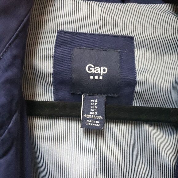 GAP Women's Navy Blue Trench Coat Fully Lined Double Breasted S Pre Owned Good - Picture 6 of 15